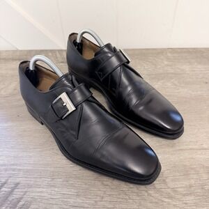 MAGNANNI Marco Leather Single Monk Strap Black Men Sz 9 M